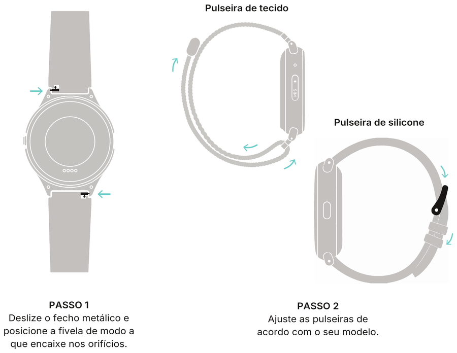 Como colocar a pulseira de tecido e a de silicone